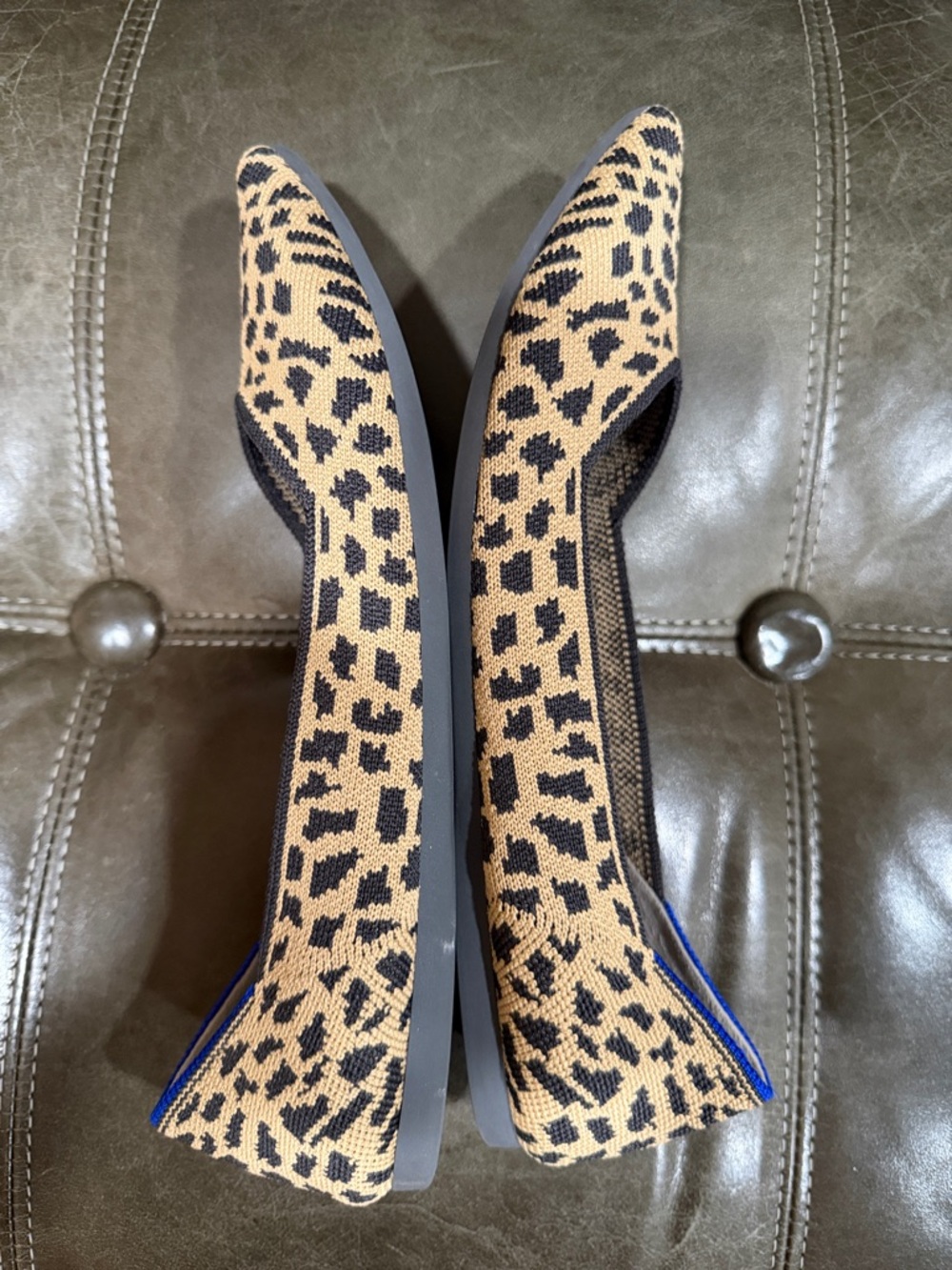 Rothy's Leopard Print Pointed Flats in Tan and Black - Picture 6 of 7
